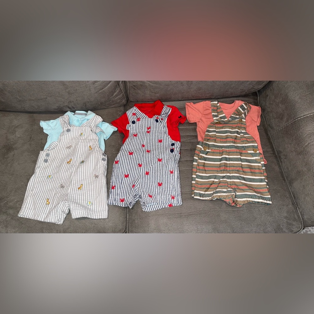 Baby Boy 6-9 Month Overall Outfit Bundle